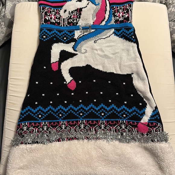 Women’s size 1/xs ugly Christmas sweater dress unicorn - Picture 2 of 3